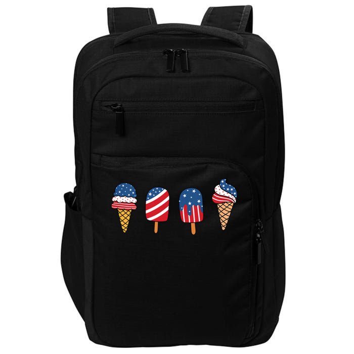 Kids Ice Cream 4th Of July Cool Dessert Patriotic Kids Toddlers Impact Tech Backpack