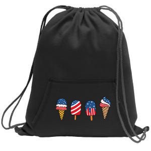 Kids Ice Cream 4th Of July Cool Dessert Patriotic Kids Toddlers Sweatshirt Cinch Pack Bag