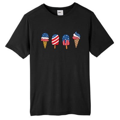 Kids Ice Cream 4th Of July Cool Dessert Patriotic Kids Toddlers Tall Fusion ChromaSoft Performance T-Shirt