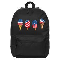 Kids Ice Cream 4th Of July Cool Dessert Patriotic Kids Toddlers 16 in Basic Backpack