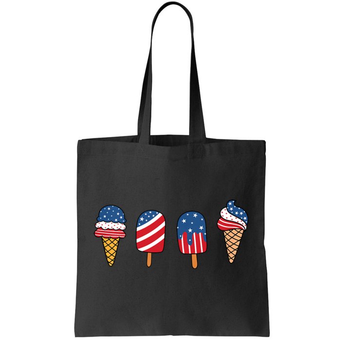 Kids Ice Cream 4th Of July Cool Dessert Patriotic Kids Toddlers Tote Bag