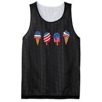 Kids Ice Cream 4th Of July Cool Dessert Patriotic Kids Toddlers Mesh Reversible Basketball Jersey Tank