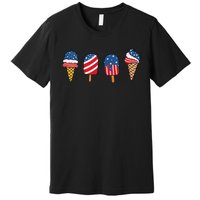 Kids Ice Cream 4th Of July Cool Dessert Patriotic Kids Toddlers Premium T-Shirt