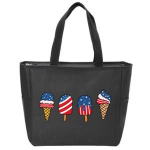 Kids Ice Cream 4th Of July Cool Dessert Patriotic Kids Toddlers Zip Tote Bag