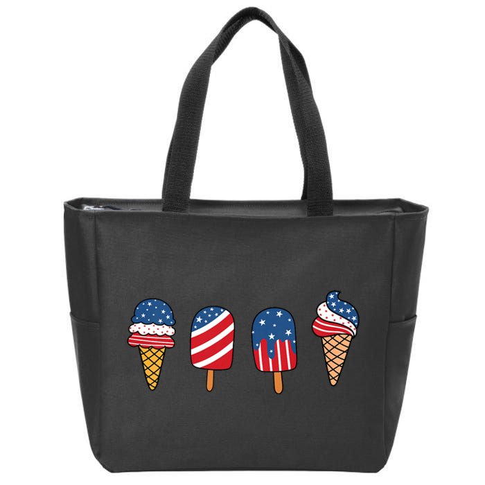 Kids Ice Cream 4th Of July Cool Dessert Patriotic Kids Toddlers Zip Tote Bag