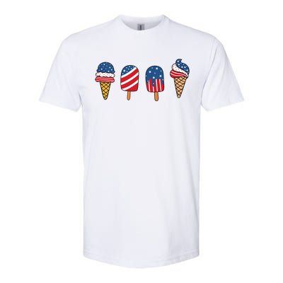 Kids Ice Cream 4th Of July Cool Dessert Patriotic Kids Toddlers Softstyle CVC T-Shirt