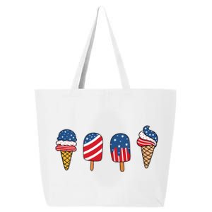 Kids Ice Cream 4th Of July Cool Dessert Patriotic Kids Toddlers 25L Jumbo Tote