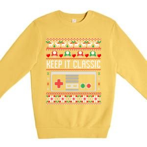 Keep It Classic Video Game Retro Ugly Christmas Gamer Gift Premium Crewneck Sweatshirt