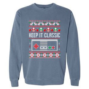 Keep It Classic Video Game Retro Ugly Christmas Gamer Gift Garment-Dyed Sweatshirt