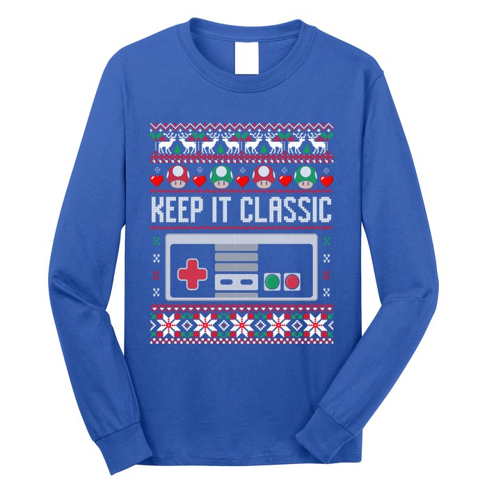 Keep It Classic Video Game Retro Ugly Christmas Gamer Gift Long Sleeve Shirt