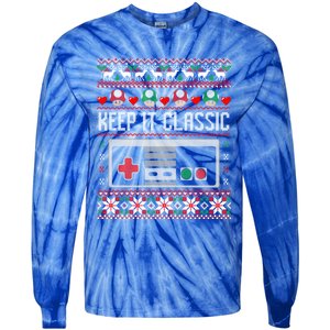 Keep It Classic Video Game Retro Ugly Christmas Gamer Gift Tie-Dye Long Sleeve Shirt