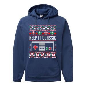 Keep It Classic Video Game Retro Ugly Christmas Gamer Gift Performance Fleece Hoodie