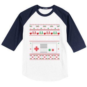 Keep It Classic Video Game Retro Ugly Christmas Gamer Gift Baseball Sleeve Shirt