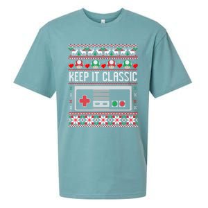 Keep It Classic Video Game Retro Ugly Christmas Gamer Gift Sueded Cloud Jersey T-Shirt