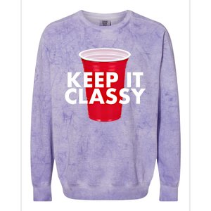 Keep It Classy Cute Gift Red Cup Party Beer Ing College Novelty Gift Colorblast Crewneck Sweatshirt