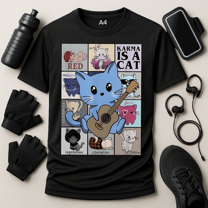 Karma Is Cat Album Cooling Performance Crew T-Shirt