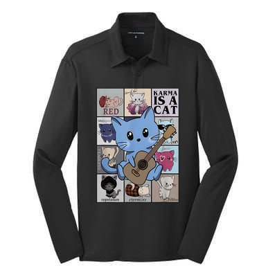 Karma Is Cat Album Silk Touch Performance Long Sleeve Polo