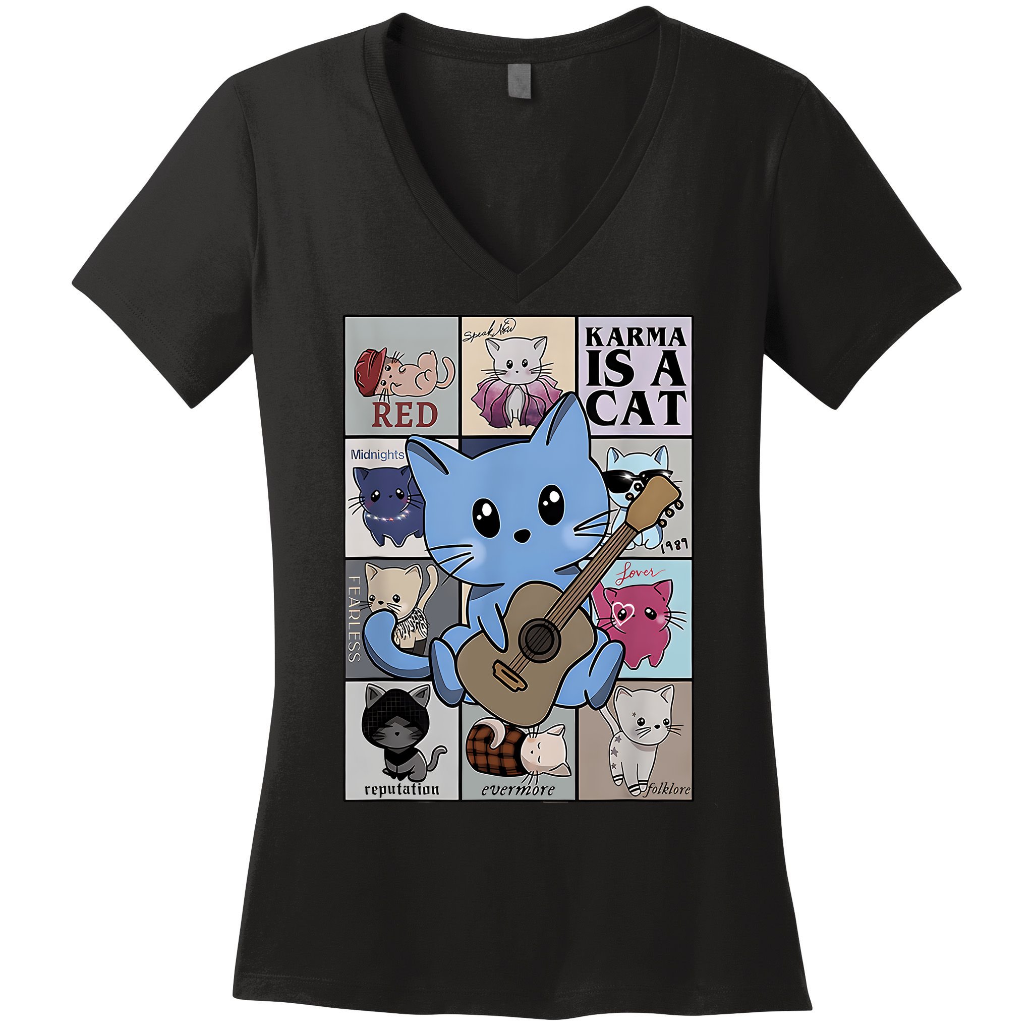 Karma Is Cat Album Women's V-Neck T-Shirt