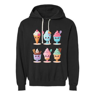Kawaii Ice Cream Frozen Yogurt Lover Anime Garment-Dyed Fleece Hoodie
