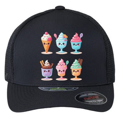 Kawaii Ice Cream Frozen Yogurt Lover Anime Flexfit Unipanel Trucker Cap