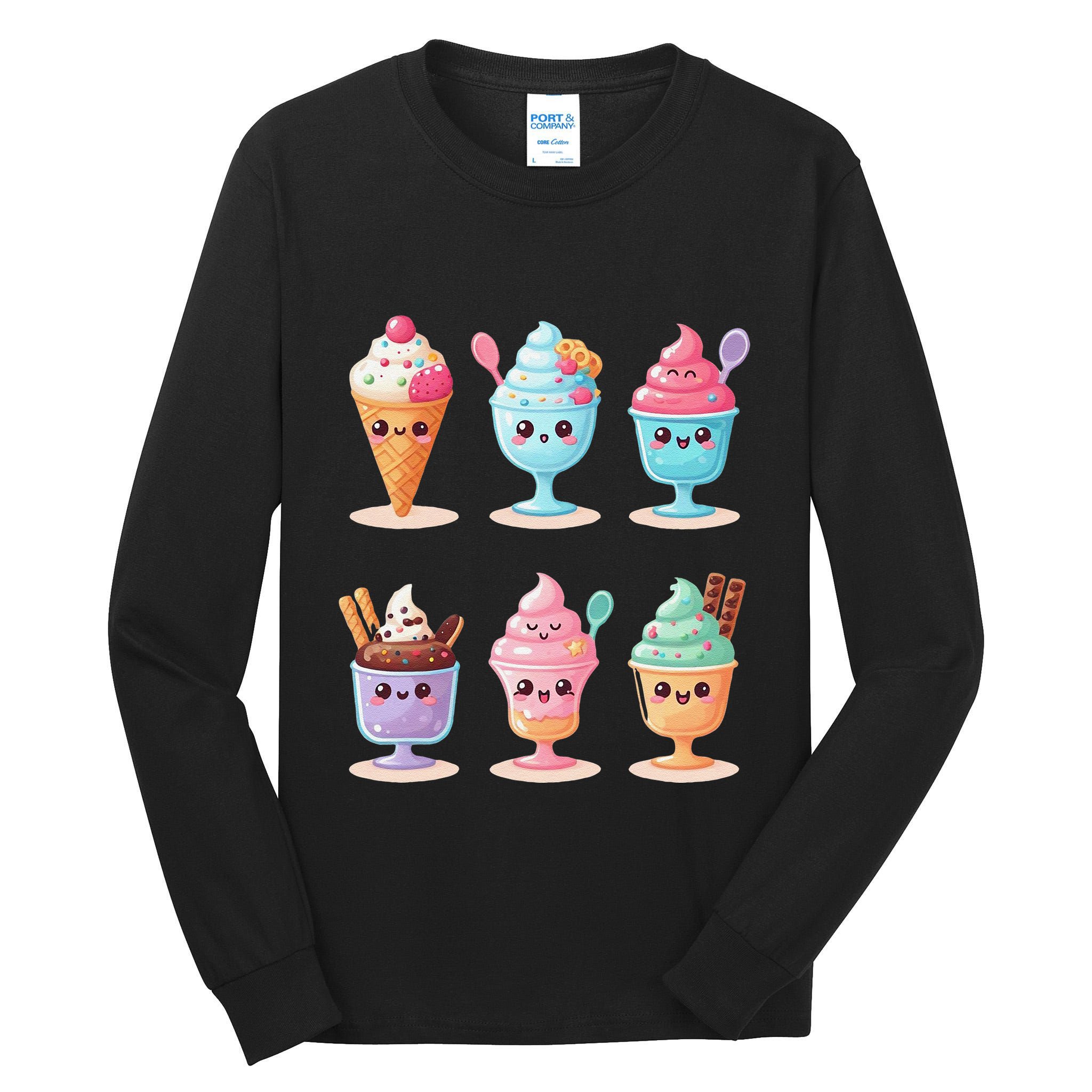 Kawaii Ice Cream Frozen Yogurt Lover Anime Tall Long Sleeve T-Shirt