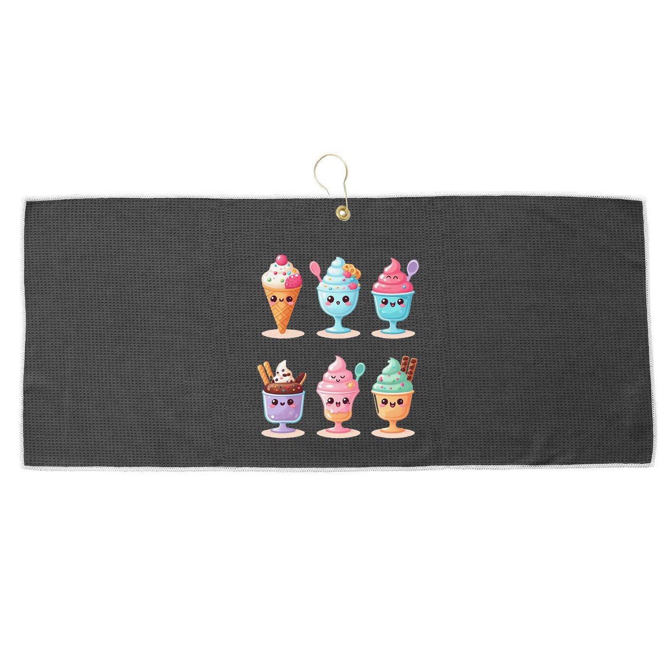 Kawaii Ice Cream Frozen Yogurt Lover Anime Large Microfiber Waffle Golf Towel