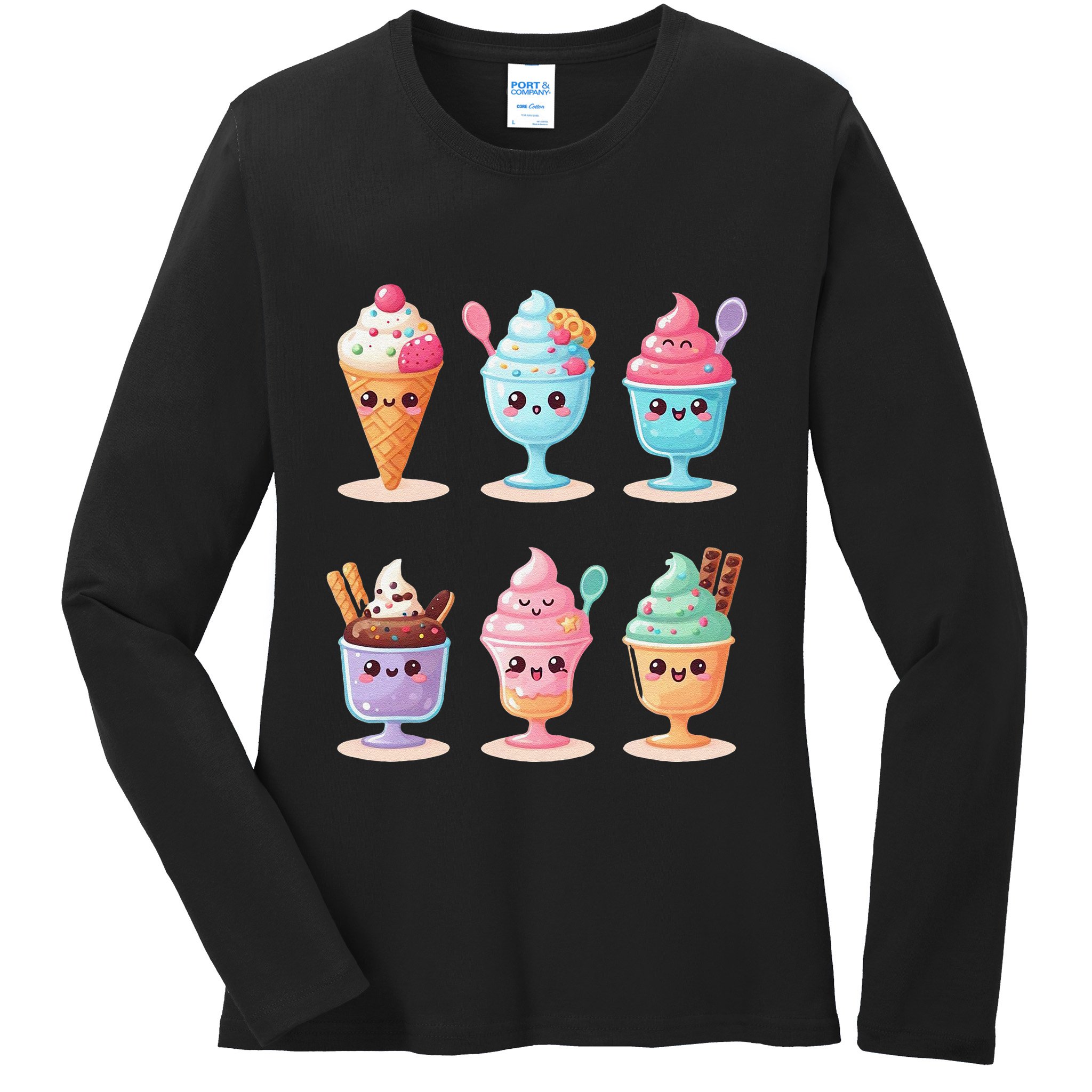 Kawaii Ice Cream Frozen Yogurt Lover Anime Ladies Long Sleeve Shirt
