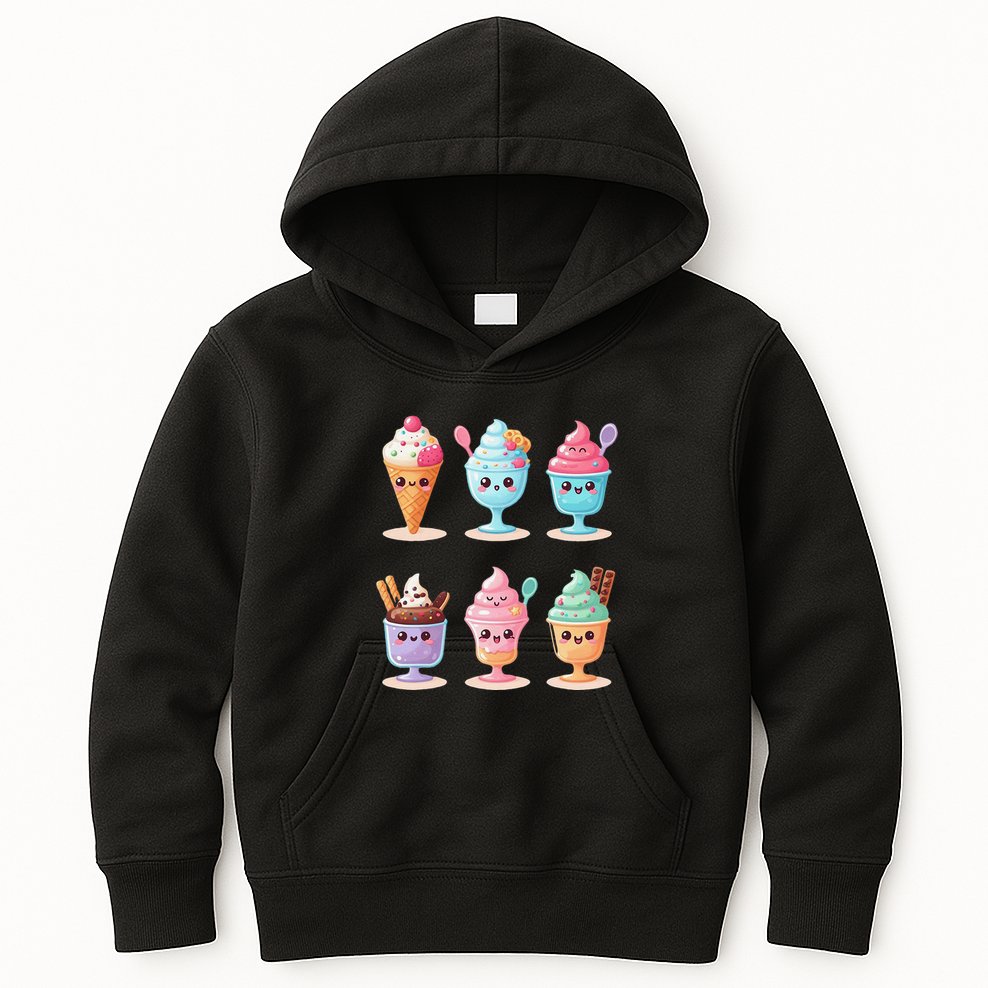 Kawaii Ice Cream Frozen Yogurt Lover Anime Kids Hoodie
