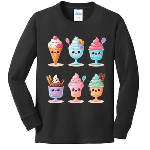 Kawaii Ice Cream Frozen Yogurt Lover Anime Kids Long Sleeve Shirt