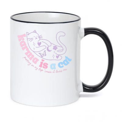 Karma Is Cat Purring In My Lap Cause It Loves Me 11oz Black Color Changing Mug