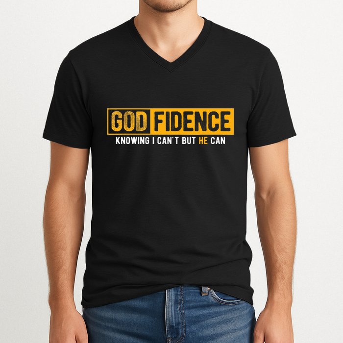 Knowing I CanT But He Can Christian Religious Jesus V-Neck T-Shirt