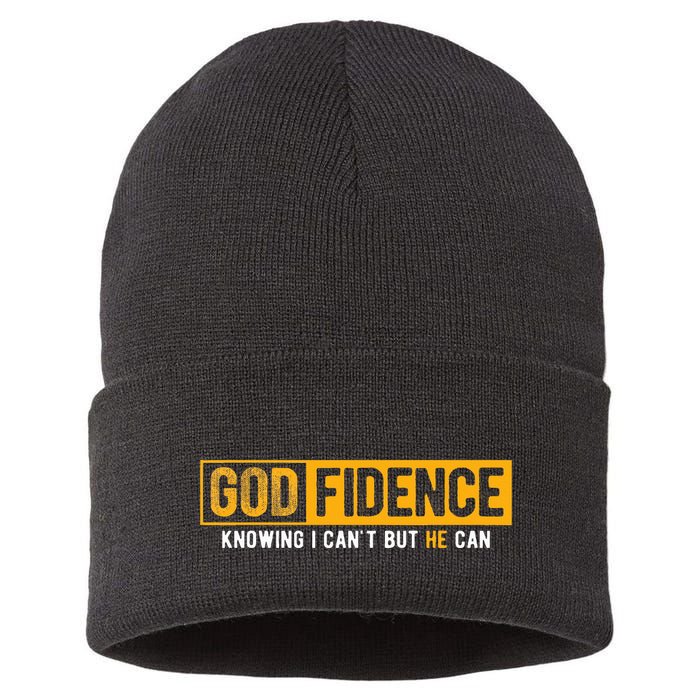 Knowing I CanT But He Can Christian Religious Jesus Sustainable Knit Beanie