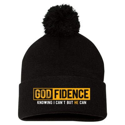 Knowing I CanT But He Can Christian Religious Jesus Pom Pom 12in Knit Beanie