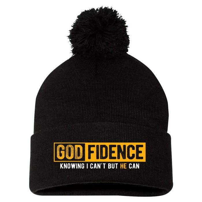 Knowing I CanT But He Can Christian Religious Jesus Pom Pom 12in Knit Beanie