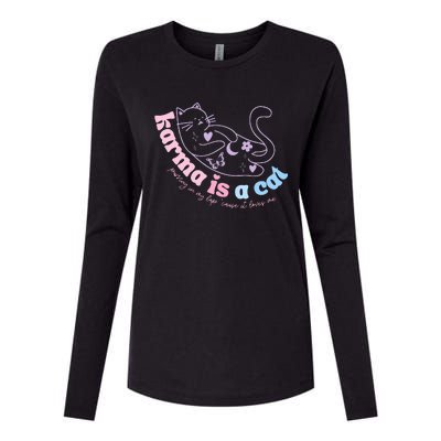 Karma Is Cat Purring In My Lap Cause It Loves Me  Womens Cotton Relaxed Long Sleeve T-Shirt