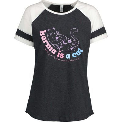 Karma Is Cat Purring In My Lap Cause It Loves Me  Enza Ladies Jersey Colorblock Tee