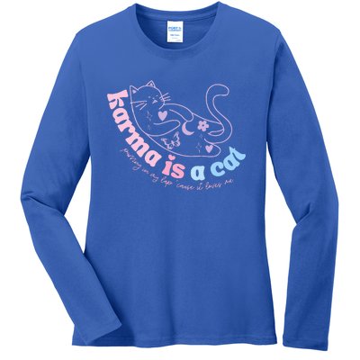 Karma Is Cat Purring In My Lap Cause It Loves Me  Ladies Long Sleeve Shirt