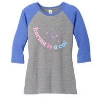 Karma Is Cat Purring In My Lap Cause It Loves Me  Women's Tri-Blend 3/4-Sleeve Raglan Shirt