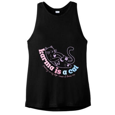 Karma Is Cat Purring In My Lap Cause It Loves Me  Ladies PosiCharge Tri-Blend Wicking Tank