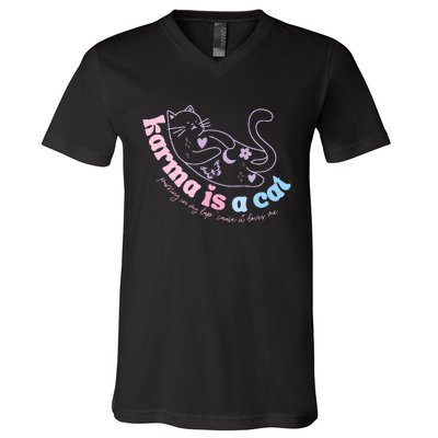 Karma Is Cat Purring In My Lap Cause It Loves Me  V-Neck T-Shirt