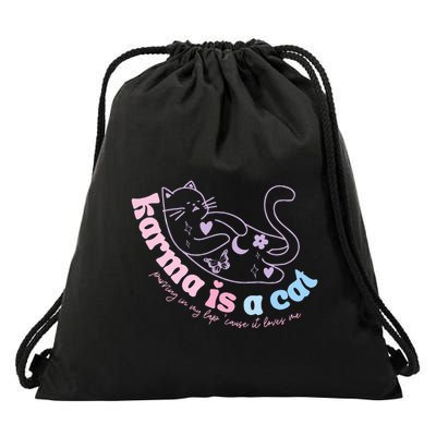 Karma Is Cat Purring In My Lap Cause It Loves Me  Drawstring Bag