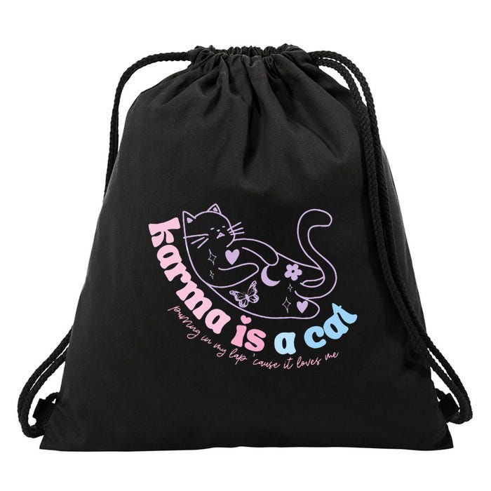 Karma Is Cat Purring In My Lap Cause It Loves Me  Drawstring Bag