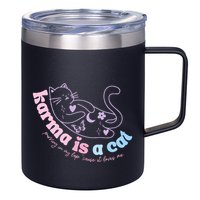 Karma Is Cat Purring In My Lap Cause It Loves Me  12oz Stainless Steel Coffee Mug