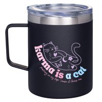 Karma Is Cat Purring In My Lap Cause It Loves Me  12oz Stainless Steel Coffee Mug