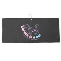 Karma Is Cat Purring In My Lap Cause It Loves Me  Large Microfiber Waffle Golf Towel