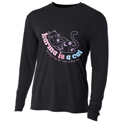 Karma Is Cat Purring In My Lap Cause It Loves Me  Cooling Performance Long Sleeve Crew