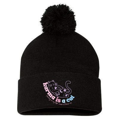 Karma Is Cat Purring In My Lap Cause It Loves Me  Pom Pom 12in Knit Beanie