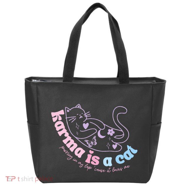 Karma Is Cat Purring In My Lap Cause It Loves Me  Zip Tote Bag