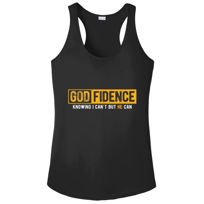 Knowing I Cant But He Can Christian Religious Jesus Ladies PosiCharge Competitor Racerback Tank