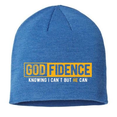 Knowing I Cant But He Can Christian Religious Jesus Sustainable Beanie